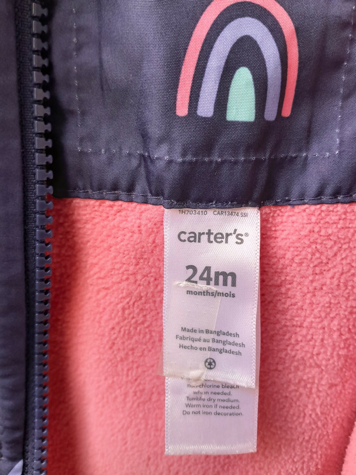 Jaqueta Carter's Infantil Arco-Íris com Capuz e Forro Fleece - 24 Meses