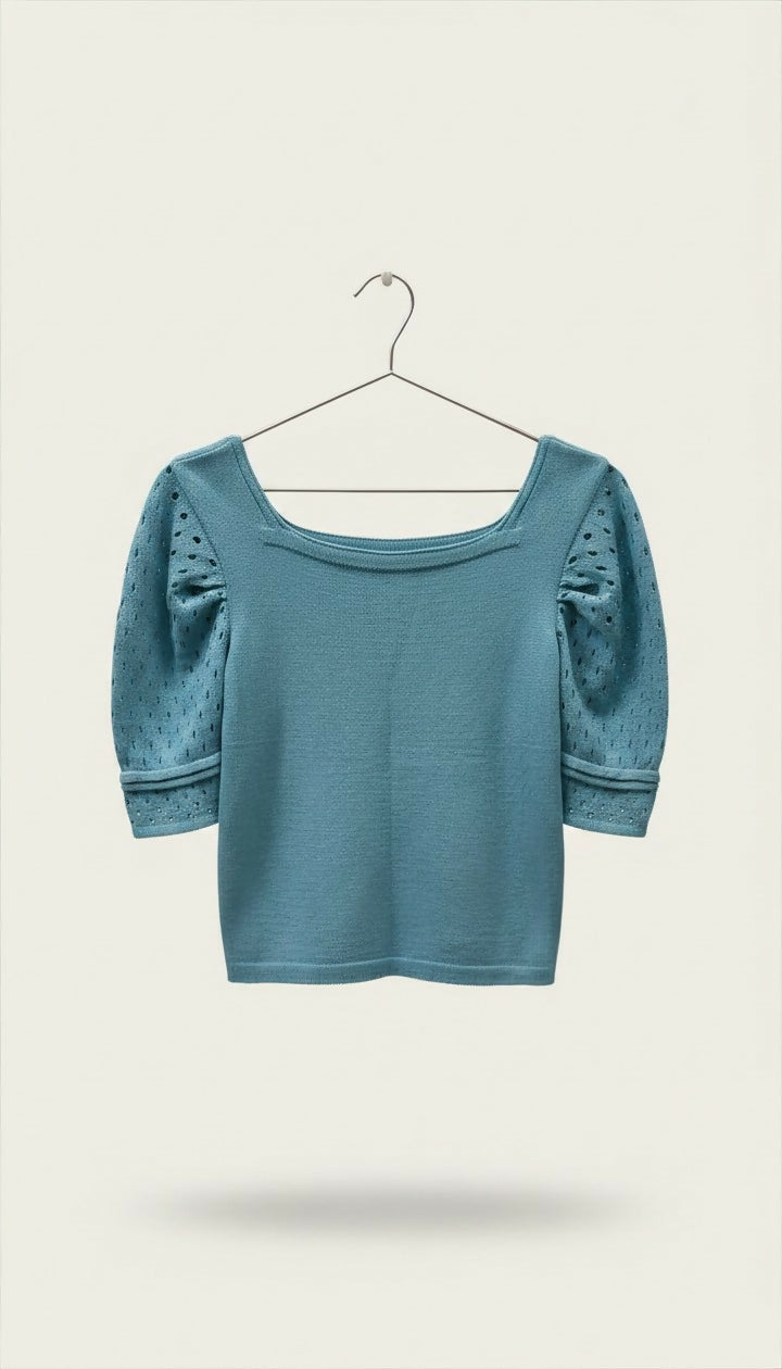Blusa Azul manga bufante