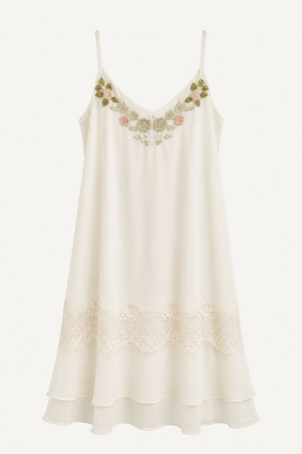 Vestido de Alcinha Branca C/ Detalhes de Flores