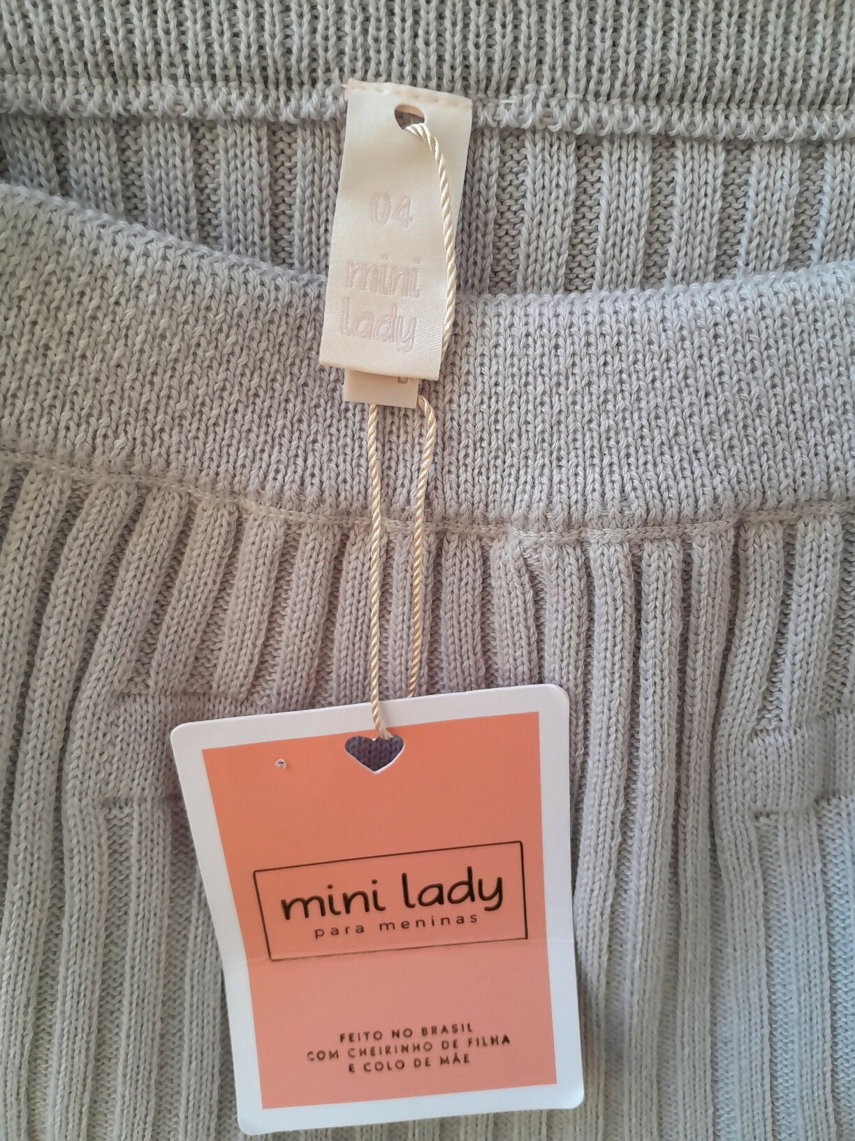 Saia Tricô Infantil Mini Lady Cinza claro com Short Interno Tam 4