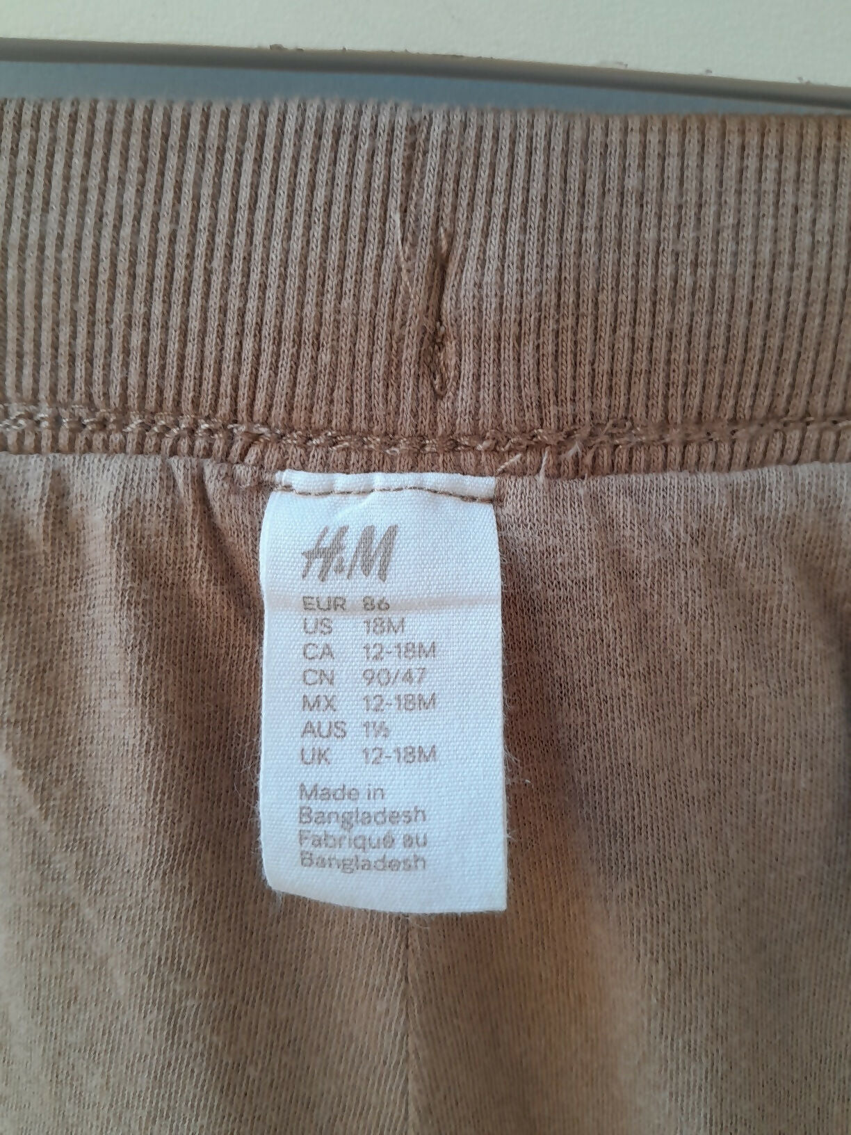 Calça H&M Veludo Cotelê Forrada Bege 12-18 Meses