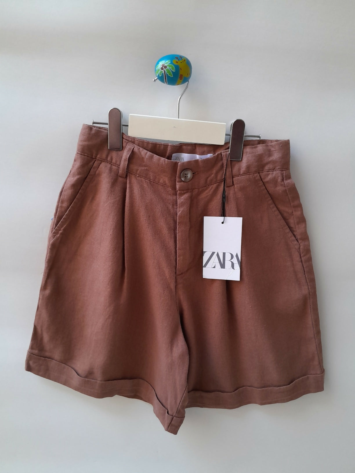 Short Infantil Zara Linho Terracota