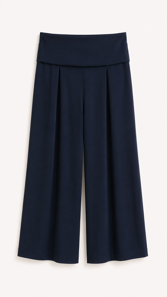 Calça Pantalona Fleece - Azul