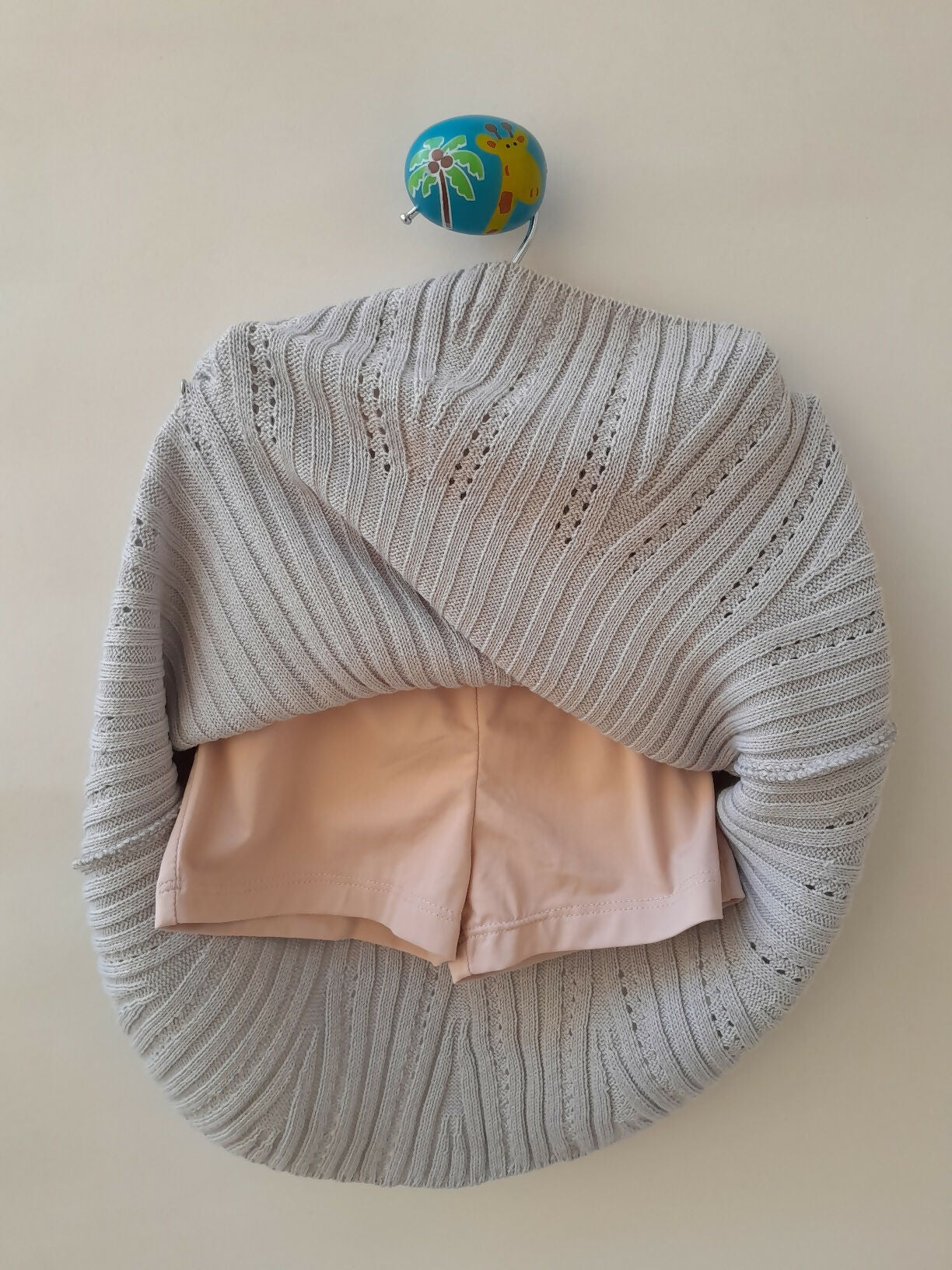 Saia Tricô Infantil Mini Lady Cinza claro com Short Interno Tam 4