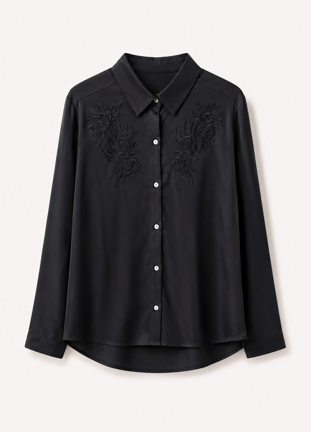 CAMISA ML PRETA BORDADA