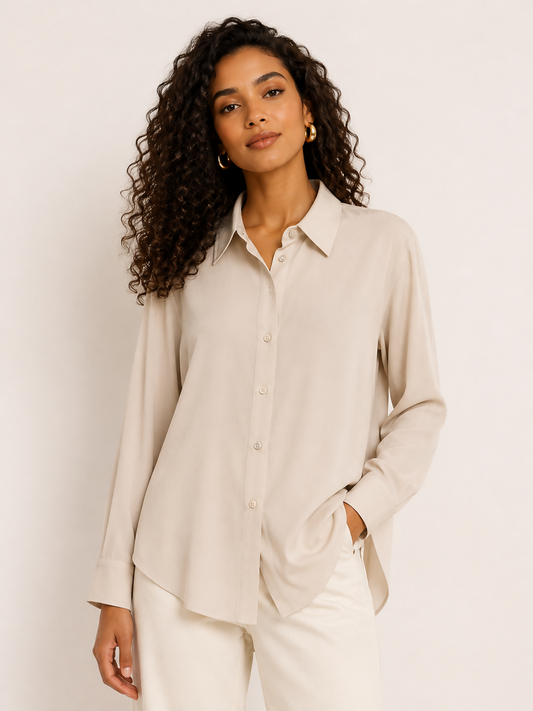 Camisa Manga Longa Bege- MAMÔ