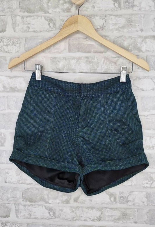 Shorts lurex preto e verde