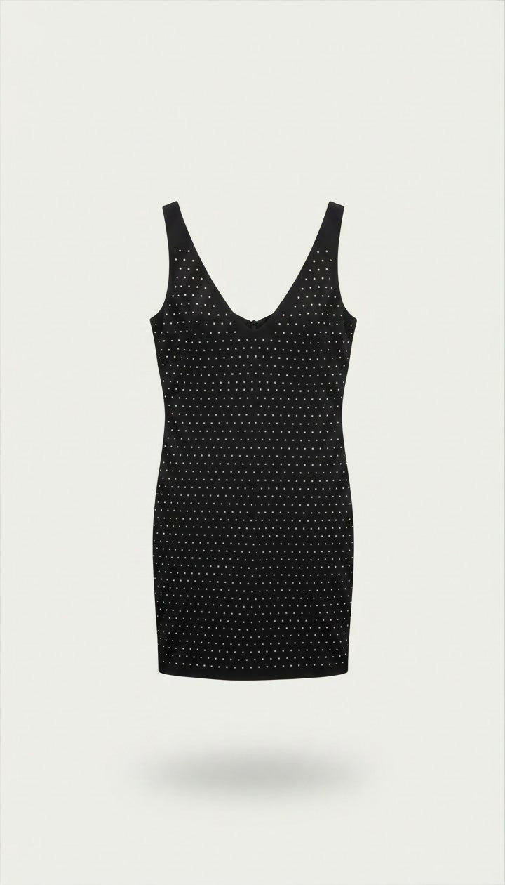 Vestido Preto C/ Pontos Brilhantes