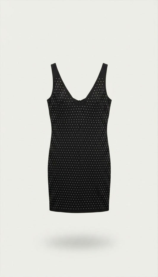 Vestido Preto C/ Pontos Brilhantes