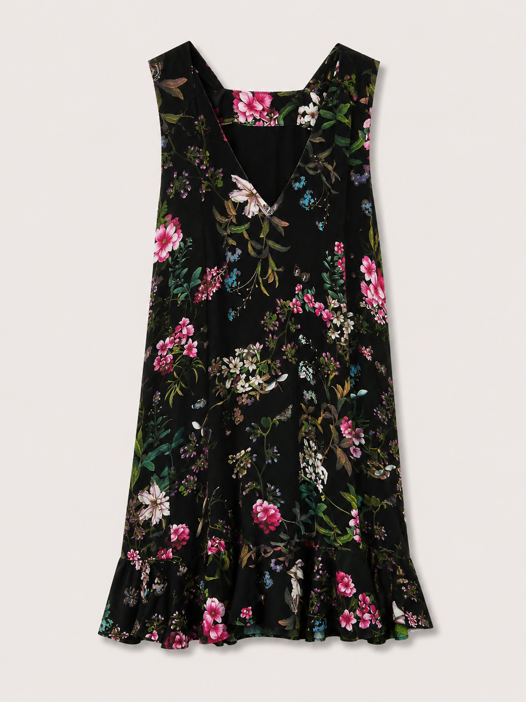 vestido seda preto com flores - LE LIS BLANC