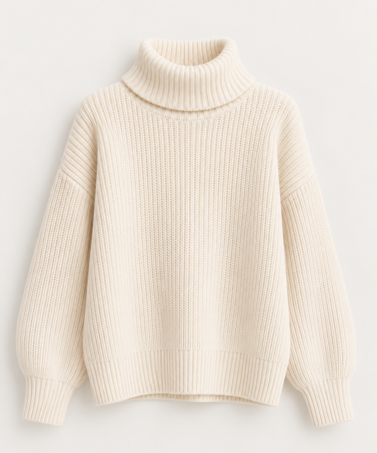 Tricot Off White Gola Alta - Miele