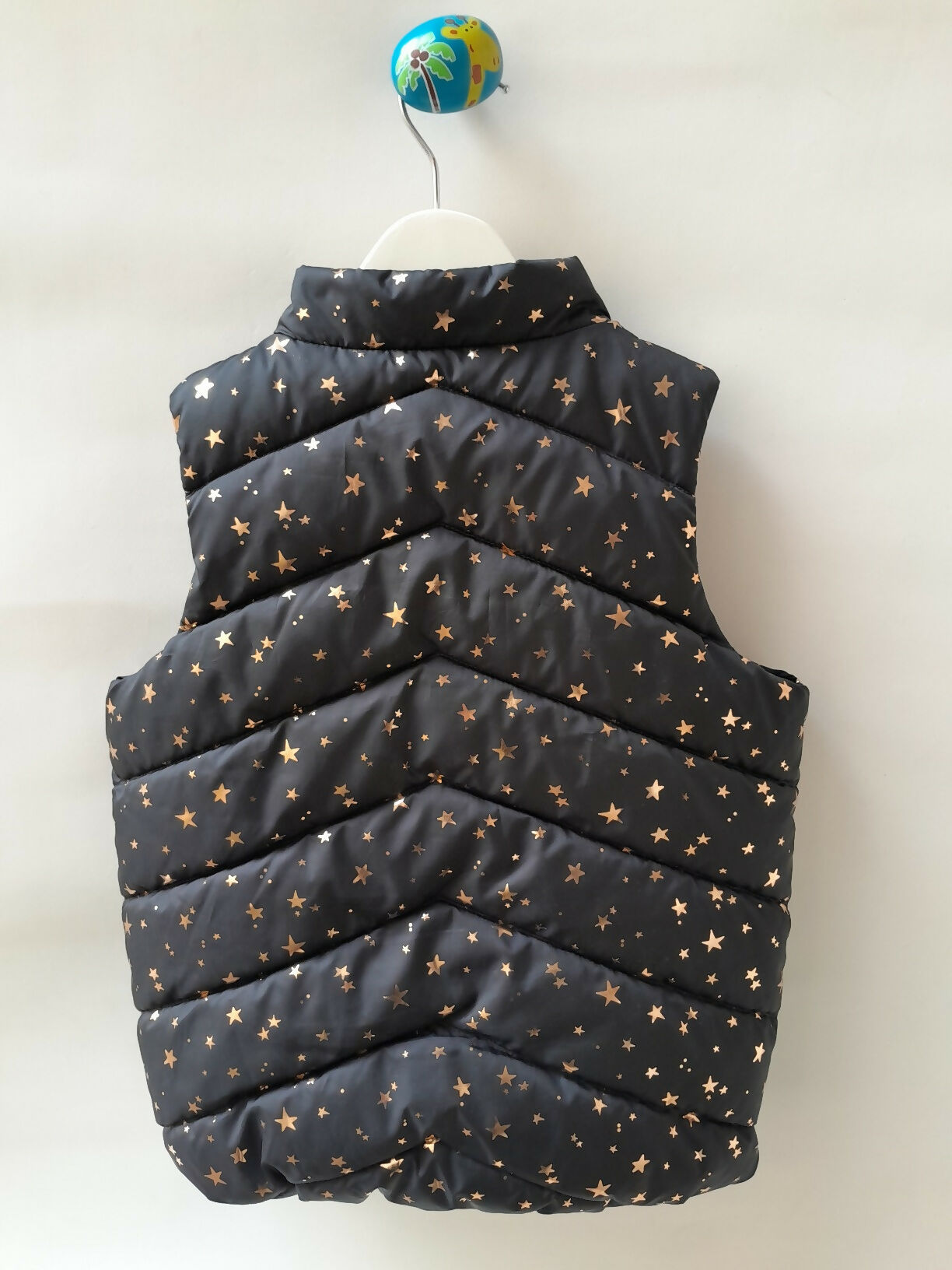 Colete Puffer Infantil Baby Club Preto com Estampa de Estrelas - Tam. 4