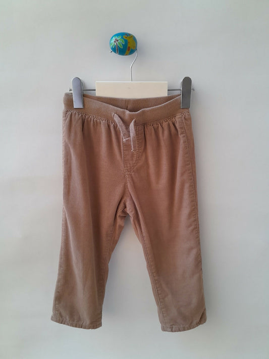 Calça H&M Veludo Cotelê Forrada Bege 12-18 Meses