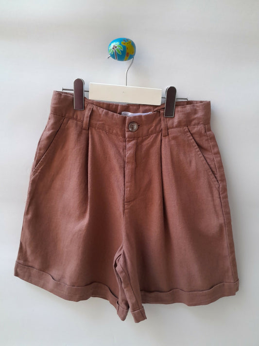 Short Infantil Zara Linho Terracota