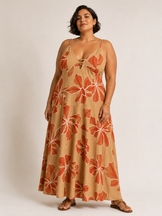 Vestido Midi Linho Bordado Tolima C/ ETIQUETA