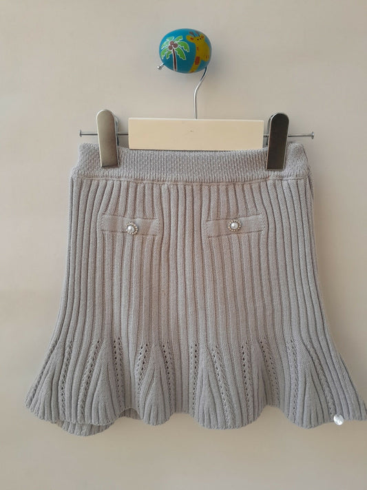 Saia Tricô Infantil Mini Lady Cinza claro com Short Interno Tam 4