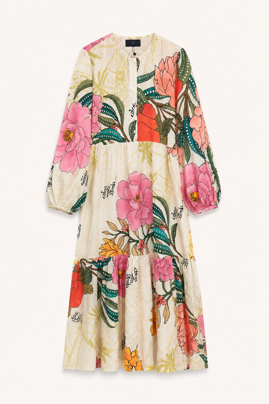 Vestido Longo Estampa Tipo Farm_ M