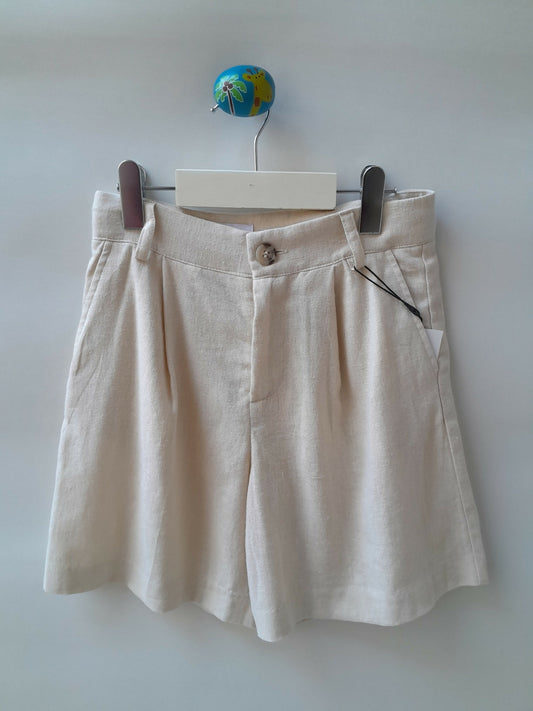 Short Infantil Zara Linho Bege Off White