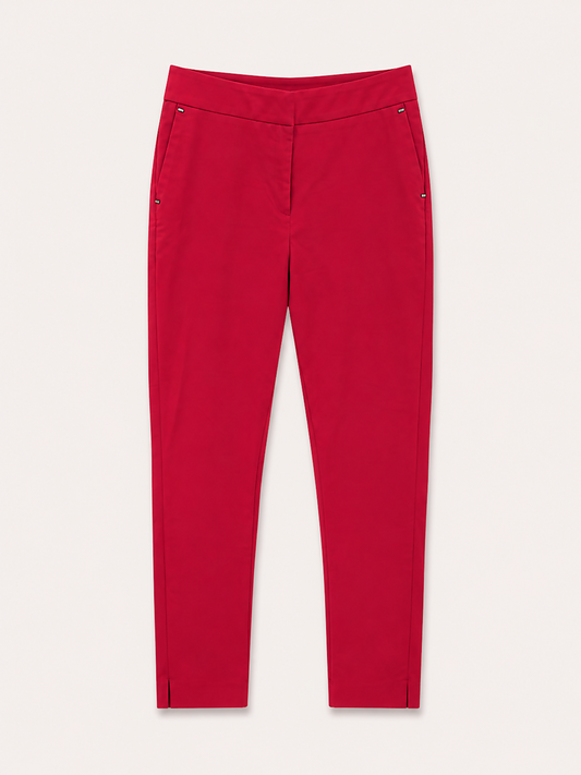 Calça em algodao na cor vermelho skini com elastico na cintura