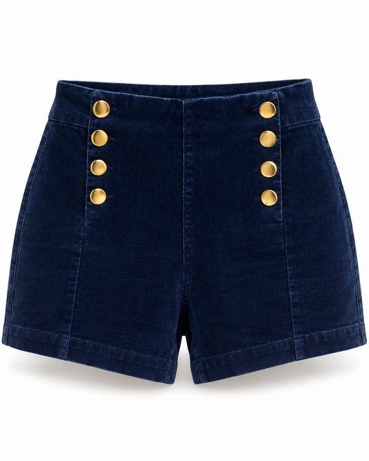 Shorts Cintura Alta C/ Botões