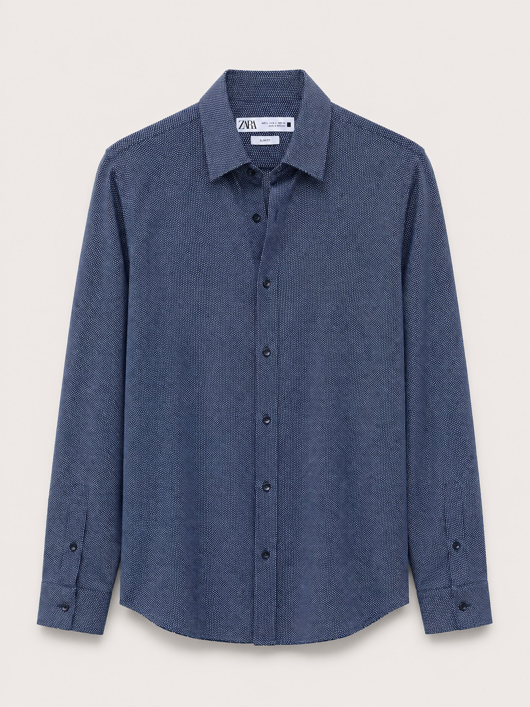 Camisa Zara Azul Bolinhas Brancas