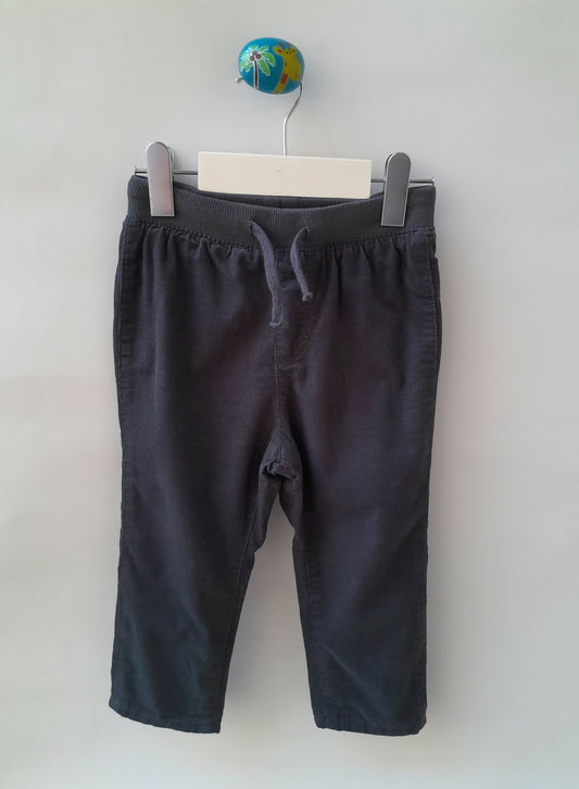 Calça H&M Veludo Cotelê Forrada Cinza Chumbo 12-18 Meses