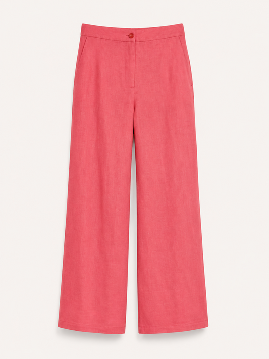Calça de Linho c/ Bolso Lateral Coral