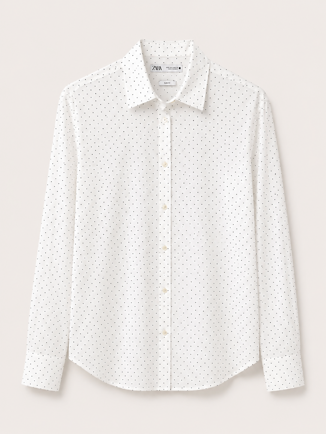 Camisa Zara Branca de Bolinha Azul