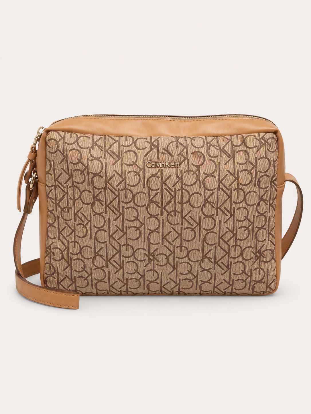 Bolsa Calvin Klein Crossbody Monograma Bege