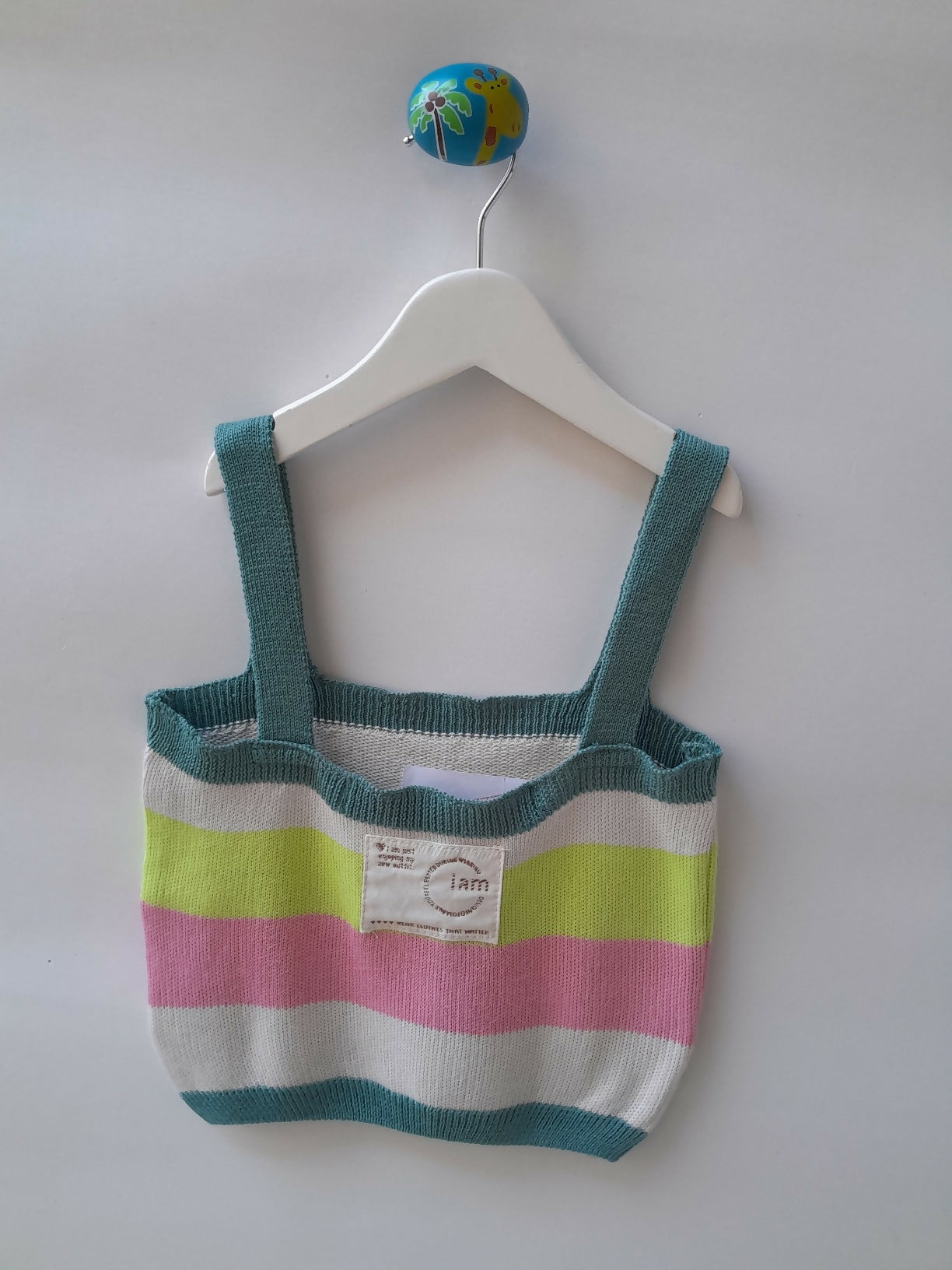 Top Cropped Infantil em Tricô Listrado Colorido Authoria