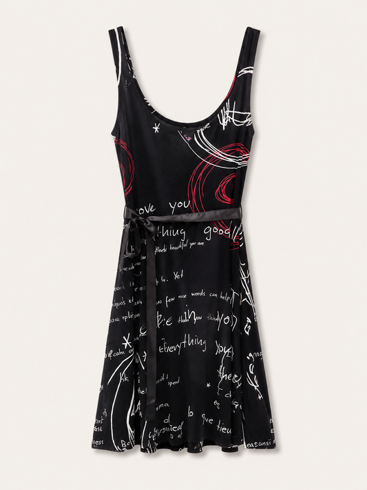 Vestido estampado preto