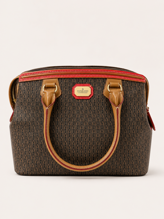 Bolsa Victor Hugo Monograma Marrom e Caramelo.
