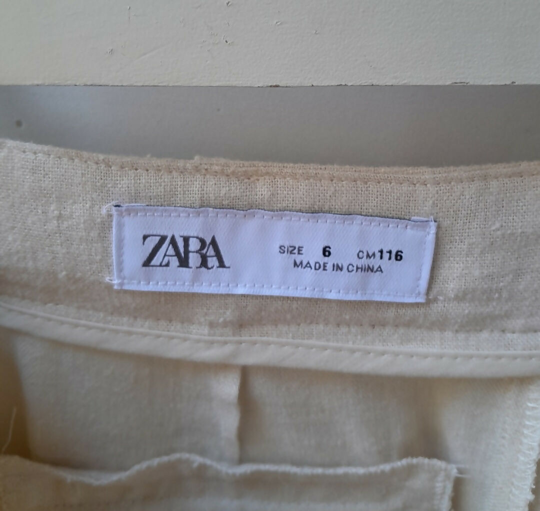 Short Infantil Zara Linho Bege Off White