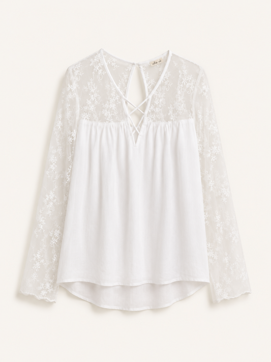 Bata Off White C/ Detalhes de Renda - HOLLISTER