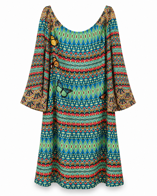 Vestido de Cetim Curto Estampado