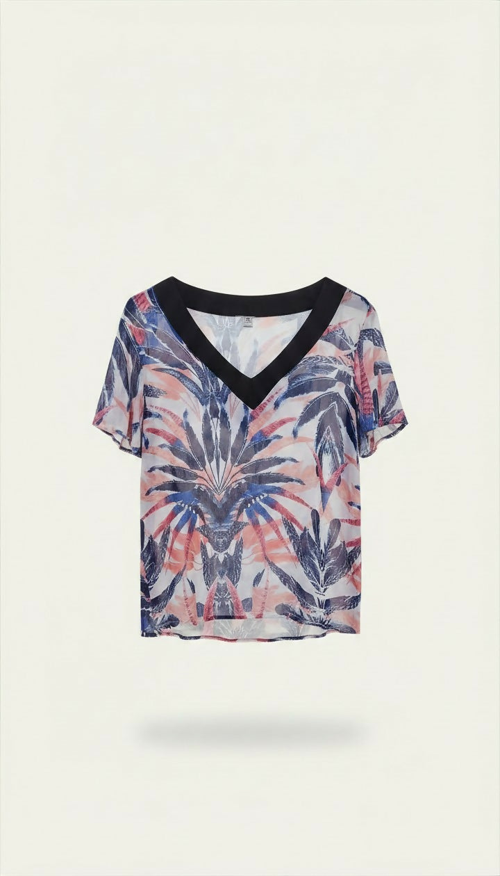 Blusa Estampada Azul e Rosa- HERING