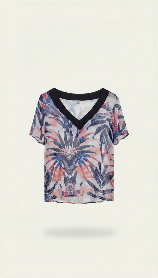 Blusa Estampada Azul e Rosa- HERING