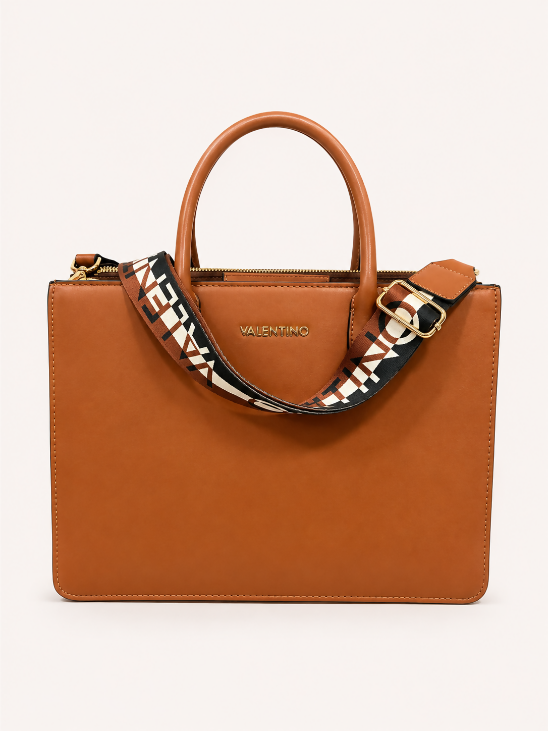 Bolsa Valentino Caramelo com Alça Estampada