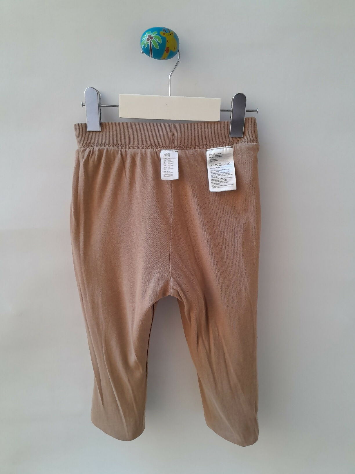 Calça H&M Veludo Cotelê Forrada Bege 12-18 Meses