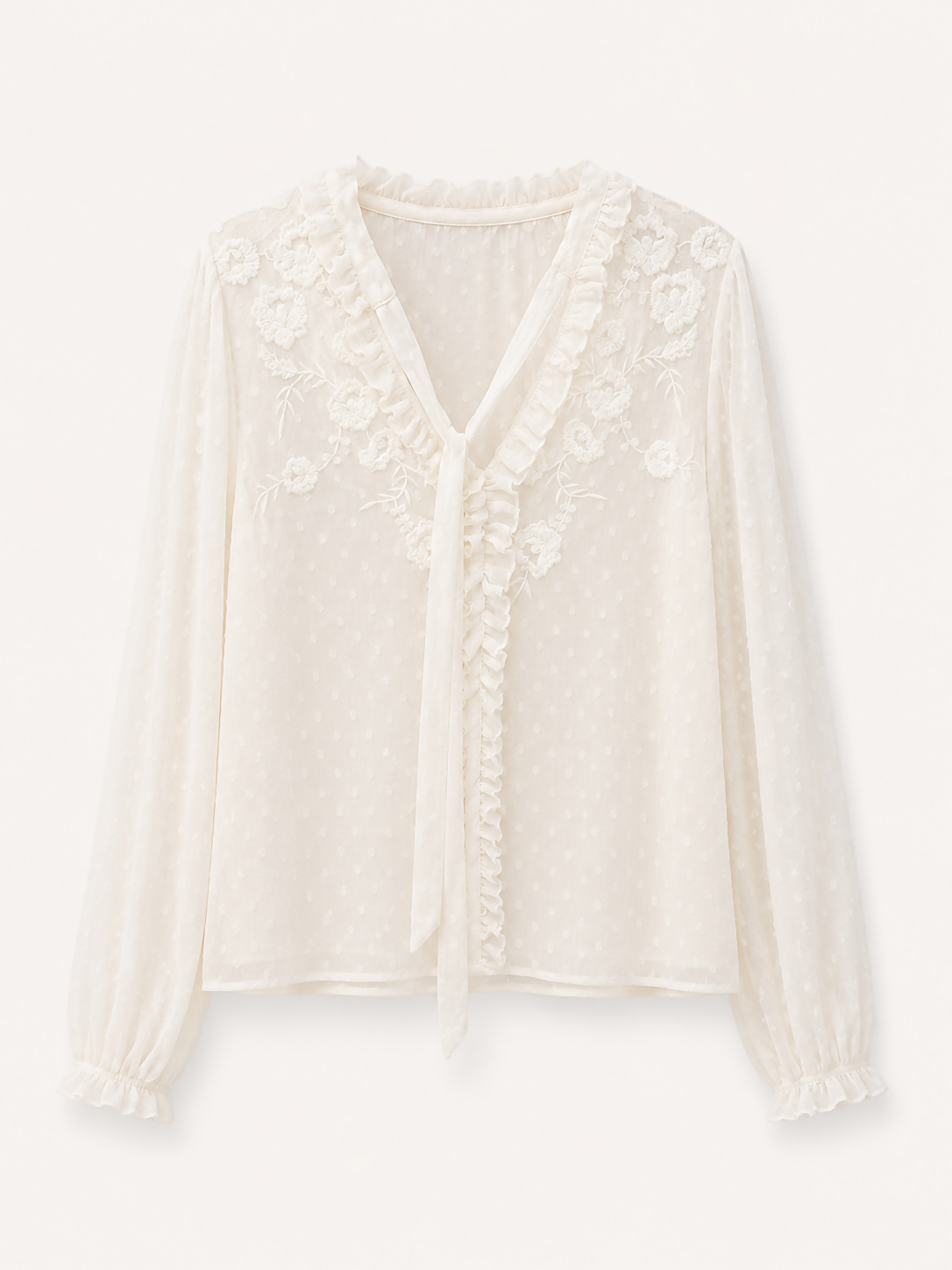 CAMISA OFF WHITE BORDADA - ZARA