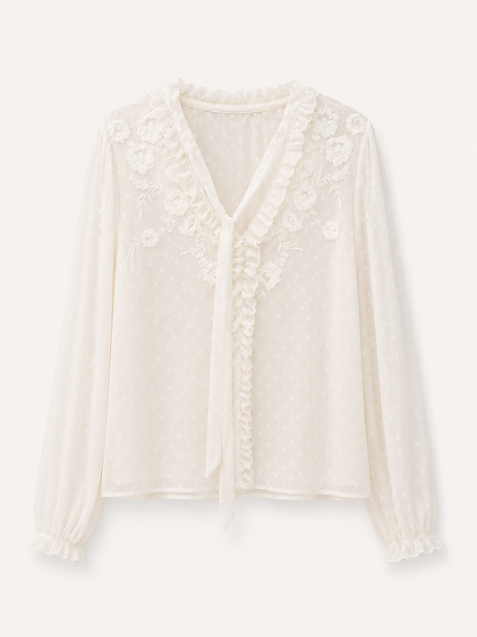 CAMISA OFF WHITE BORDADA - ZARA