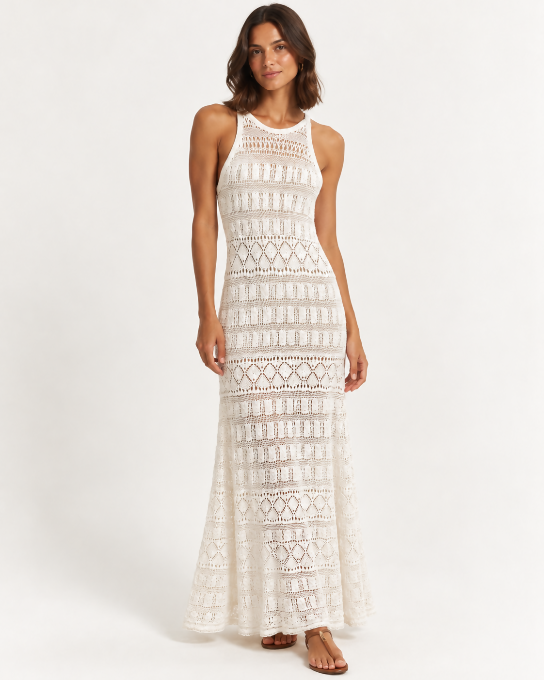 Vestido Longo de Tricot Branco