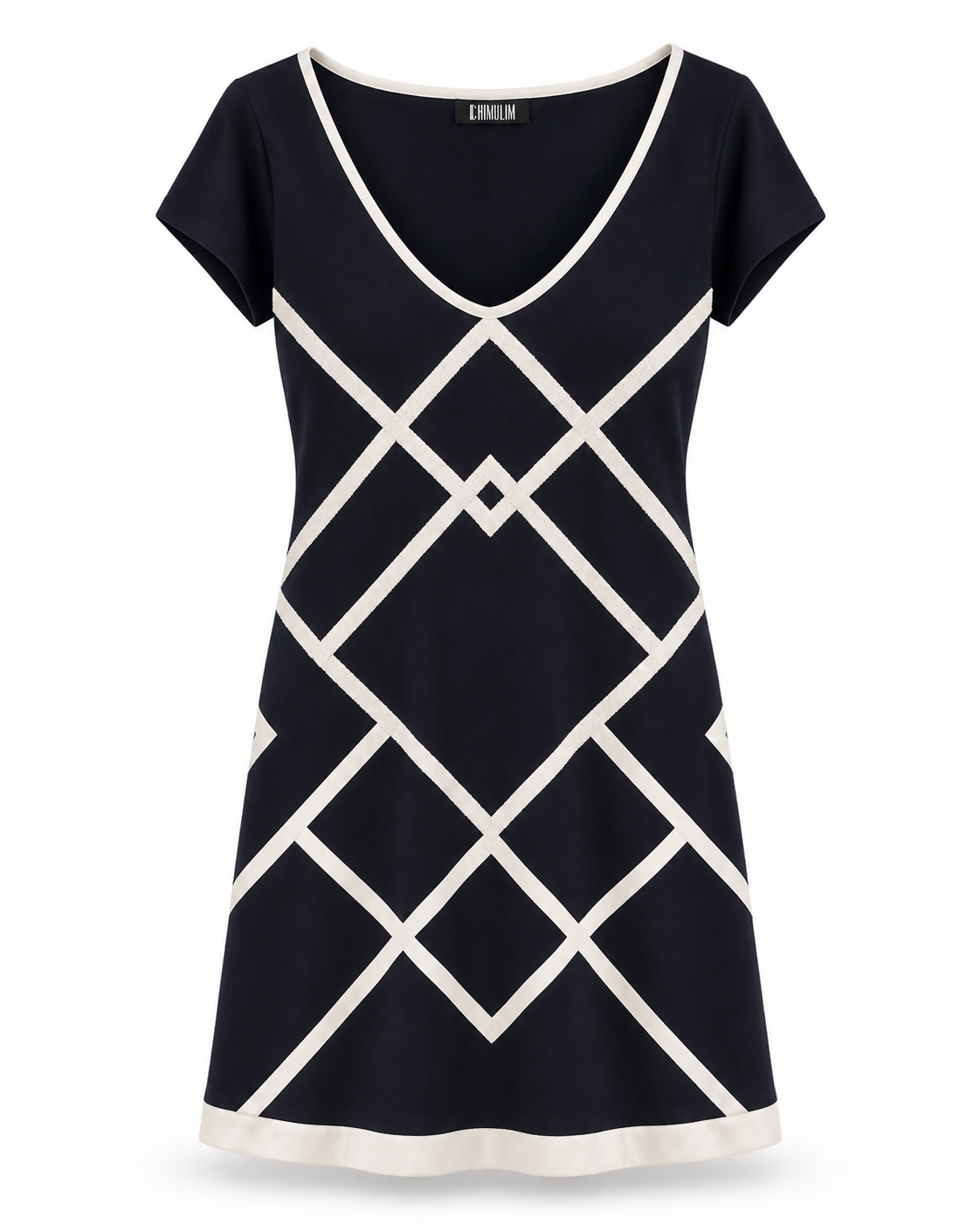Vestido Preto C/ Paete Branco