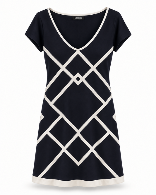 Vestido Preto C/ Paete Branco