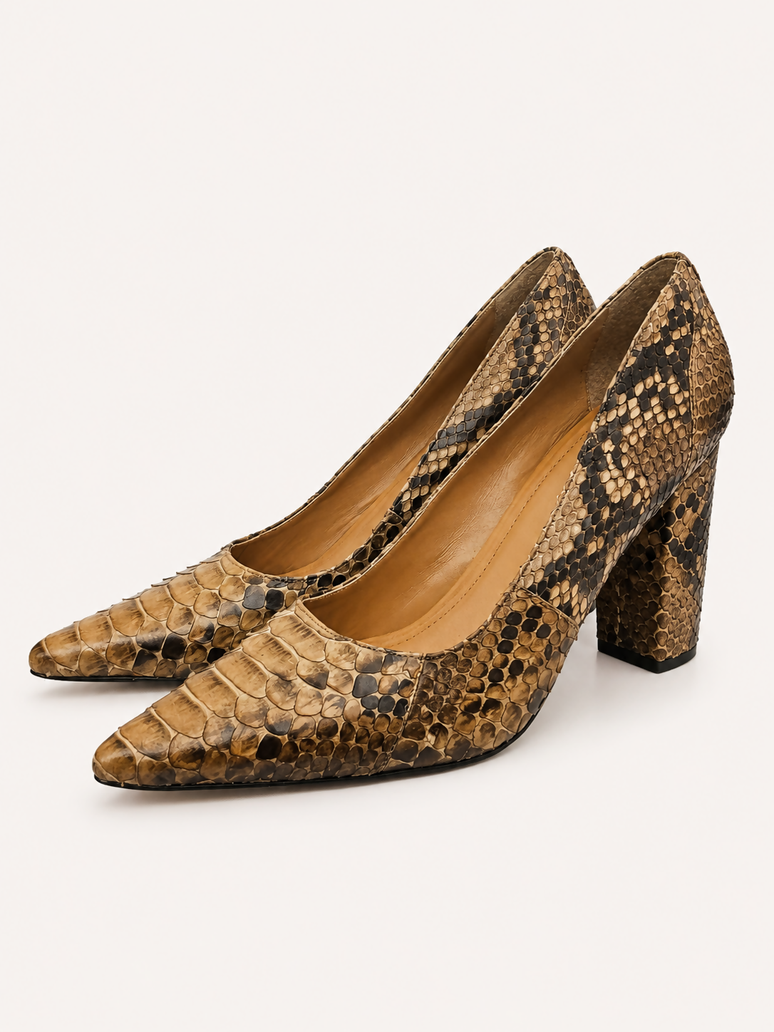 Scarpin Tresset Python Natural Salto Bloco