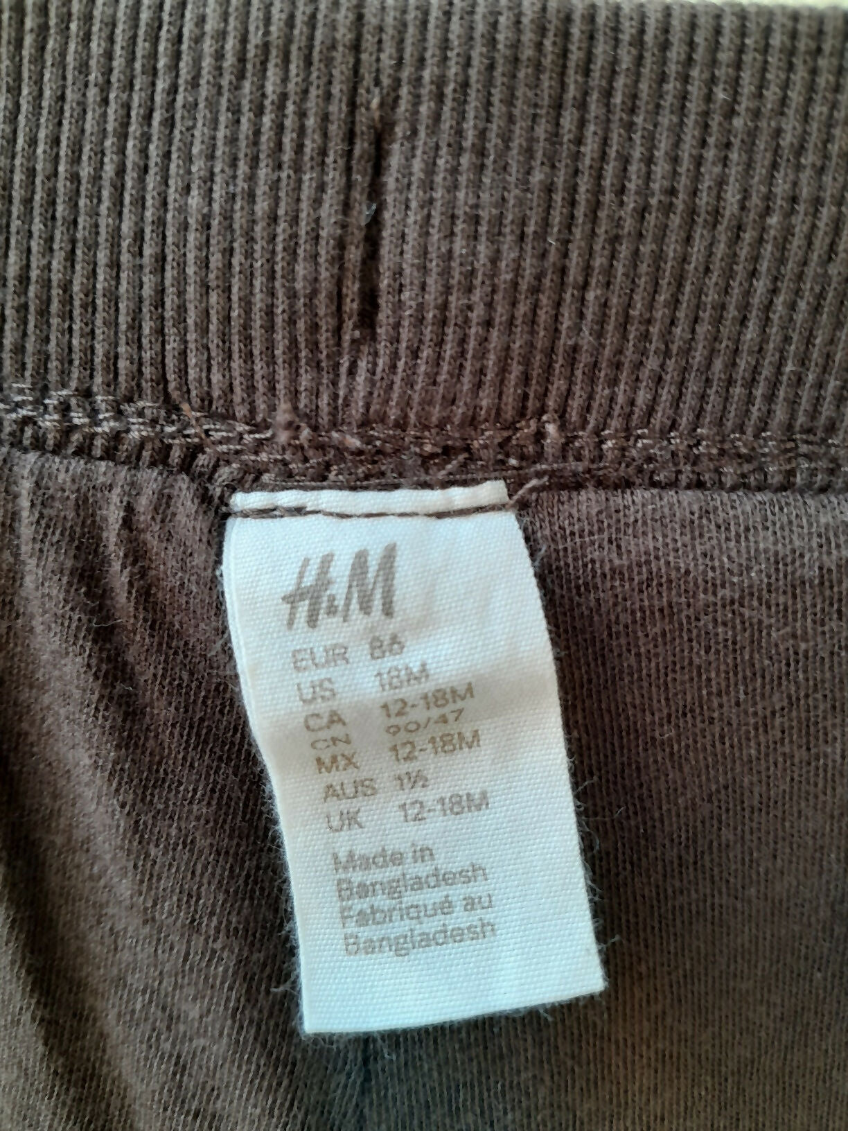 Calça H&M Veludo Cotelê Forrada Marrom 12-18 Meses
