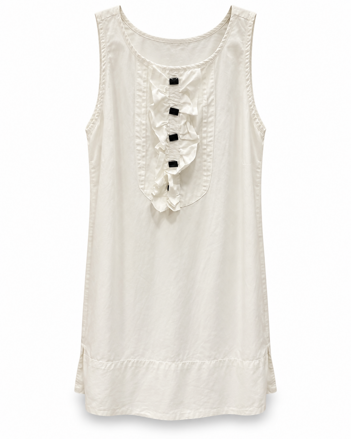 Vestido Branco C/ Botões Preto