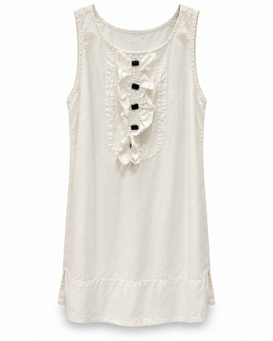 Vestido Branco C/ Botões Preto