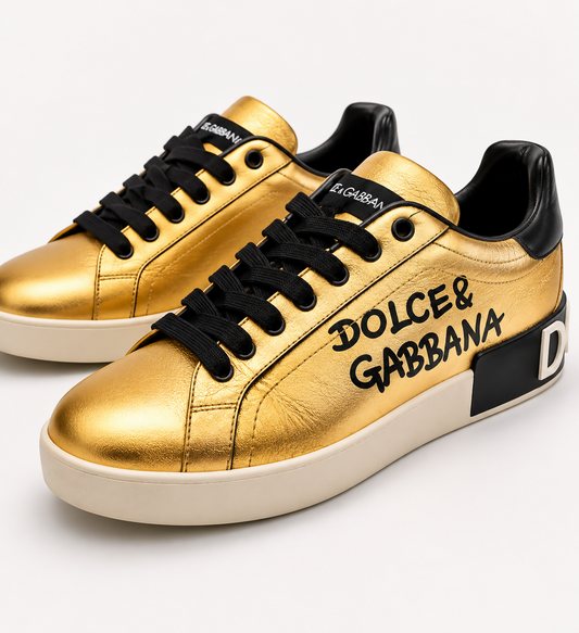 Tênis Dolce & Gabbana Portofino Gold Leather