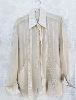 Camisa off white de Organza com babados